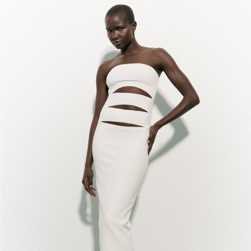 ZARA White cut out midi dress